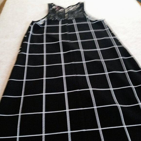 Candie's Junior Size M Black-White Block Check Dress. Back Lace Yoke Detail. - Picture 2 of 5